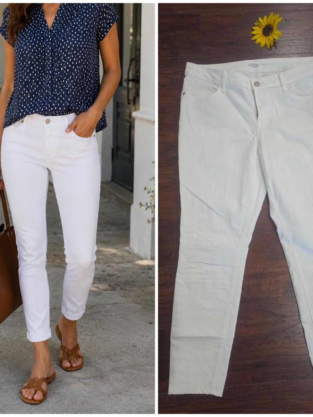 Old Navy Mid-Rise Ankle White Skinny Jeans